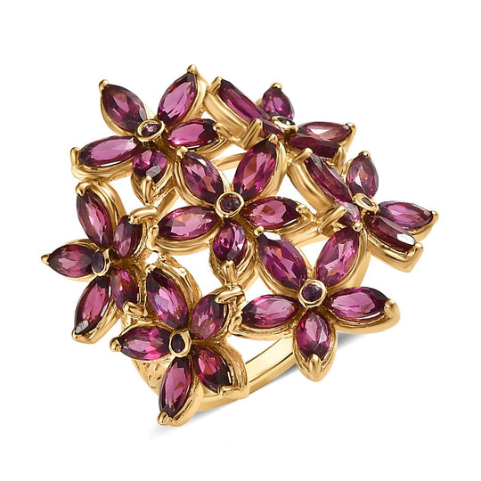 GP Italienische Garten Kollektion - Rhodolith Granat Ring, 925 Silber Gelbgold Vermeil, , ca. 6.39 ct