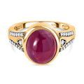 AA Afrikanischer Rubin (Fissure gefüllt), weißer Zirkon Ring, 925 Silber Gelbgold Vermeil (Größe 18.00) ca. 5.65 ct
