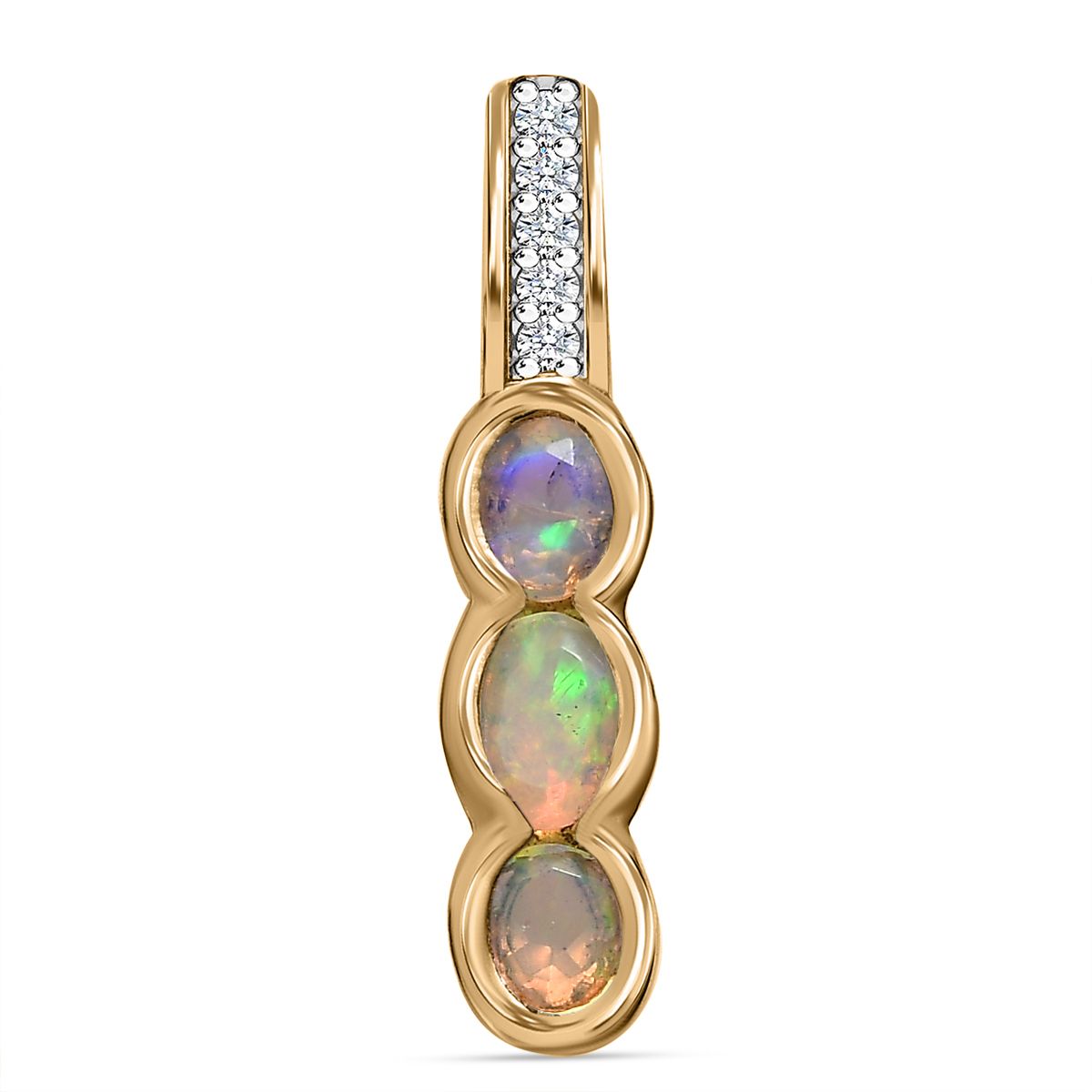 Natürlicher, äthiopischer Welo Opal Anhänger, 925 Silber Gelbgold Vermeil, ca. 0.35 ct