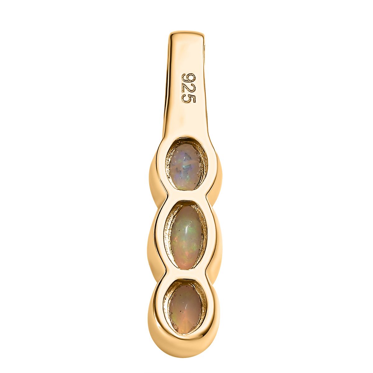 Natürlicher, äthiopischer Welo Opal Anhänger, 925 Silber Gelbgold Vermeil, ca. 0.35 ct