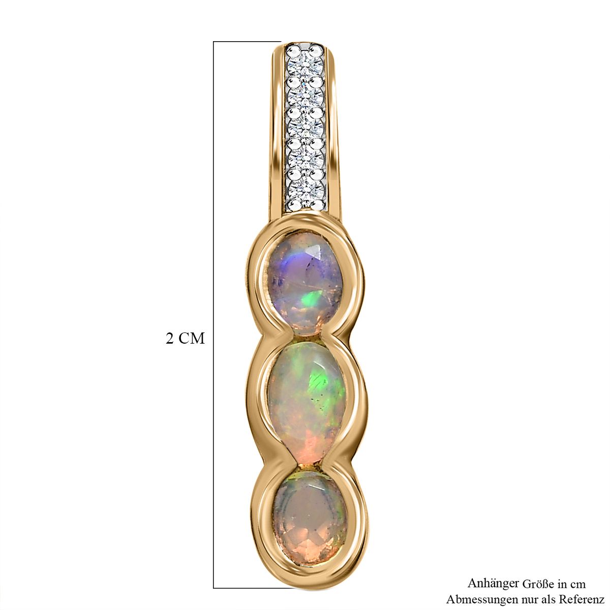 Natürlicher, äthiopischer Welo Opal Anhänger, 925 Silber Gelbgold Vermeil, ca. 0.35 ct