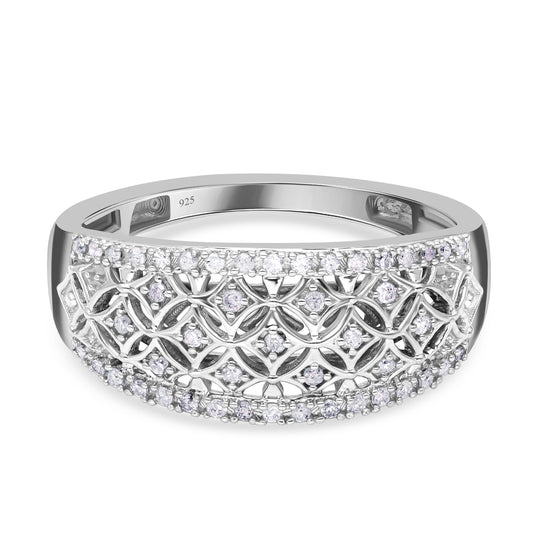 Weißer Diamant Ring, 925 Silber platiniert ca. 0.20 ct