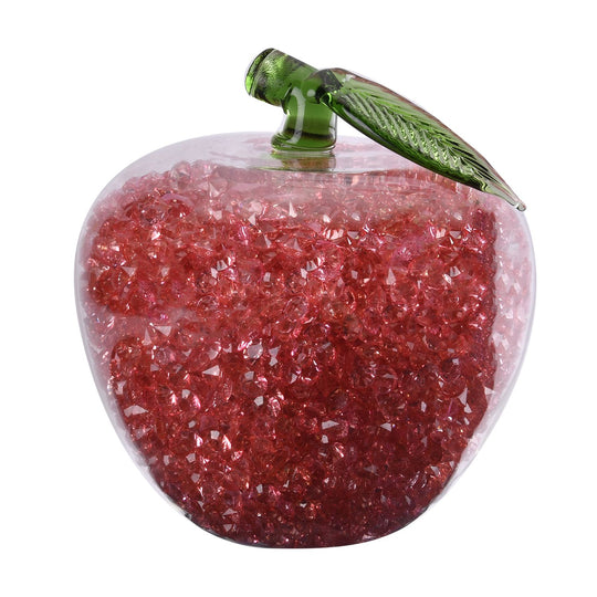 Handgefertigte Apfel-Figur aus Kristall, size:8.5x8.5x10cm, rosa-Saphir-farbe