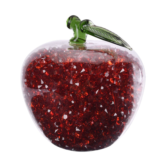 Handgefertigte Apfel-Figur aus Kristall, size:8.5x8.5x10cm, rosa-Saphir-farbe