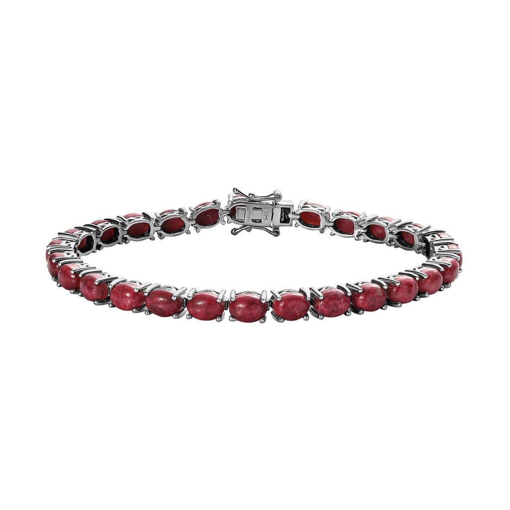 Norwegischer Thulit Armband ca. 20 cm 925 Silber platiniert ca. 25.01 ct