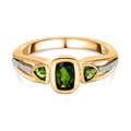 Natürlicher Chromdiopsid Ring, 925 Silber vergoldet (Größe 16.00) ca. 0.86 ct