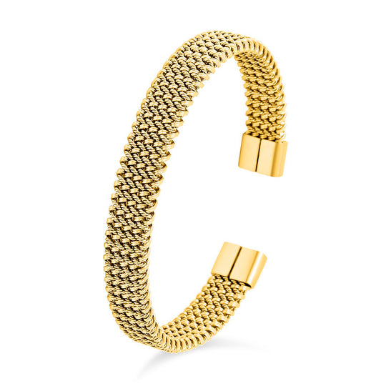 Geflochtenes Designer- Armreif ca. Flexibles cm ca. 20,50g, goldfarben