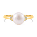 Weiße Süßwasser Perle Ring, 925 Silber vergoldet (Größe 16.00)