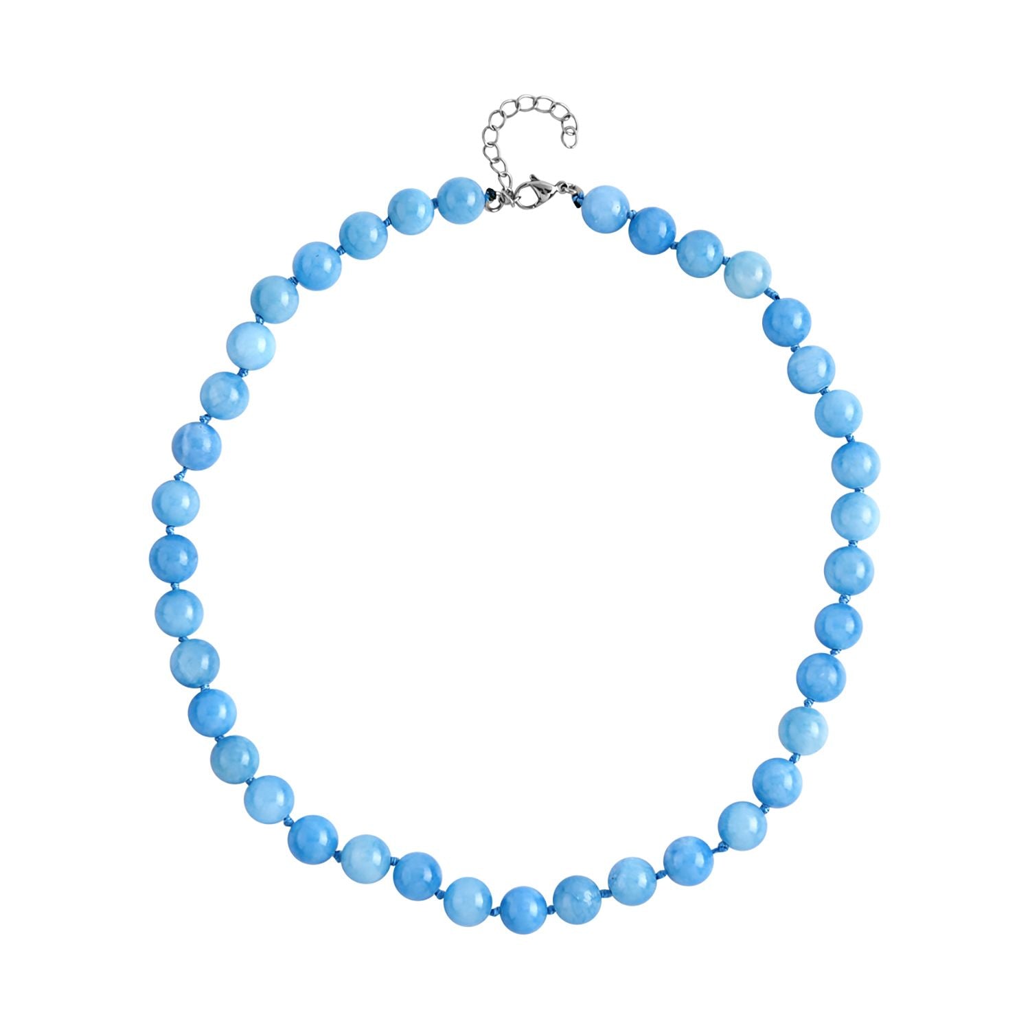 Blauer Quarzit Halskette, (9-11mm), ca. 45 cm, Reiner Edelstahl, ca. 296.00 ct