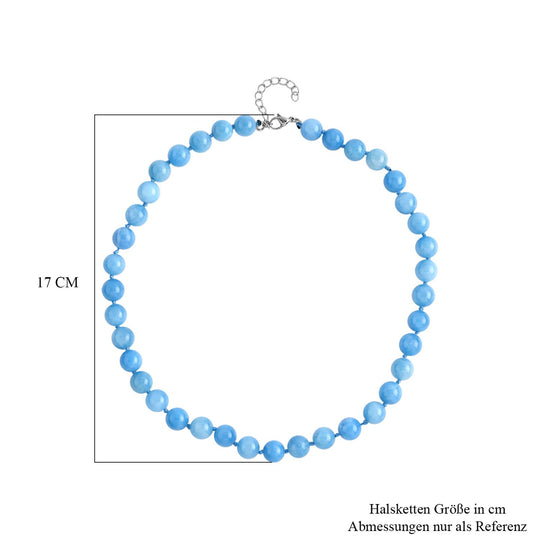 Blauer Quarzit Halskette, (9-11mm), ca. 45 cm, Reiner Edelstahl, ca. 296.00 ct