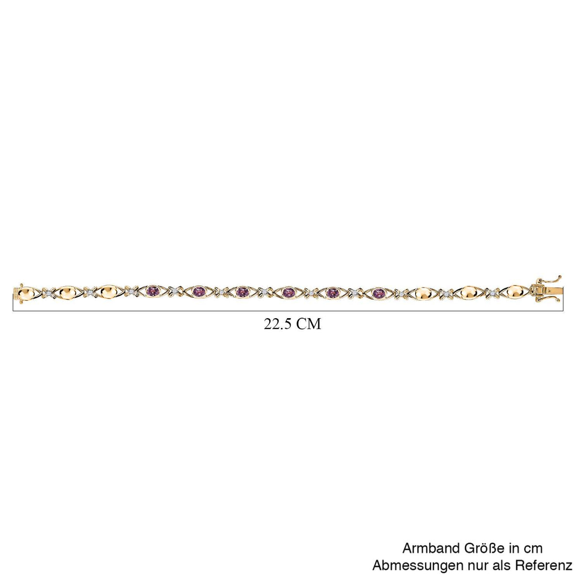 AA Lavendel-Spinell, Weißer Zirkon Armband ca. 20 cm 925 Silber Gelbgold Vermeil ca. 2,71 ct.