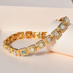 Natürlicher, äthiopischer Welo Opal Armband ca. 20 cm 925 Silber Gelbgold Vermeil ca. 4.29 ct