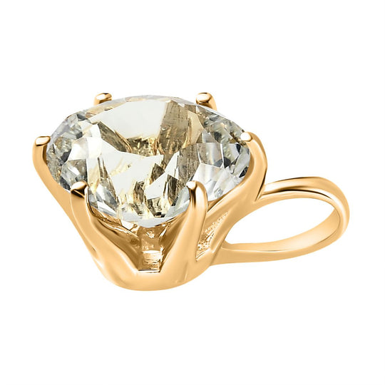 120 Facetten Prasiolith Anhänger, 925 Silber Gelbgold Vermeil, ca. 6.42 ct