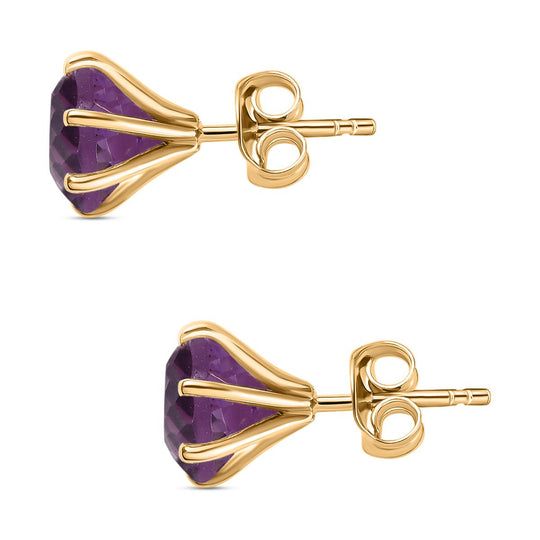 120 Facetten Lusaka Amethyst Ohrringe, 925 Silber Gelbgold Vermeil ca. 4.15 ct