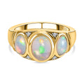 Natürlicher, äthiopischer Welo Opal Ringe 925 Silber vergoldet (Größe 16.00) ca. 1.54 ct