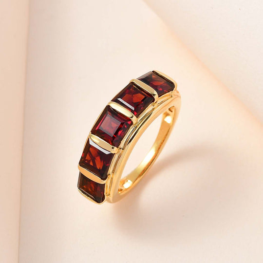 Mosambik Granat Ring, 925 Silber vergoldet, ca. 4.38 ct