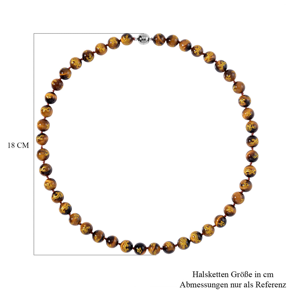 Gelbes Tigerauge Halskette ca. 50 cm 925 Silber rhodiniert ca. 335.00 ct