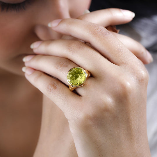 Ouro Verde-Quarz Ring, 925 Silber vergoldet ca. 9.26 ct