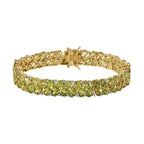Natürliches Peridot, weißes Zirkon Armband ca. 19 cm 925 Silber vergoldet ca. 36.96 ct