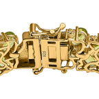Natürliches Peridot, weißes Zirkon Armband ca. 19 cm 925 Silber vergoldet ca. 36.96 ct