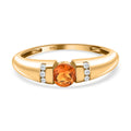 Salamanca Feueropal und weißer Zirkon Ring, 925 Silber vergoldet (Größe 16.00) ca. 0.34 ct
