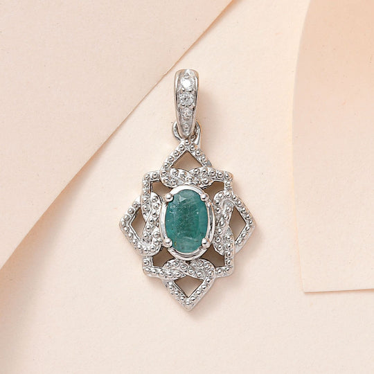 Grandidierit, Weißer Zirkon Anhänger 925 Silber platiniert ca. 0.47 ct