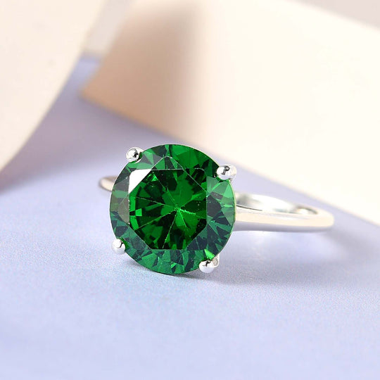 Grüner Zirkonia Ring, 925 Silber ca. 7.33 ct