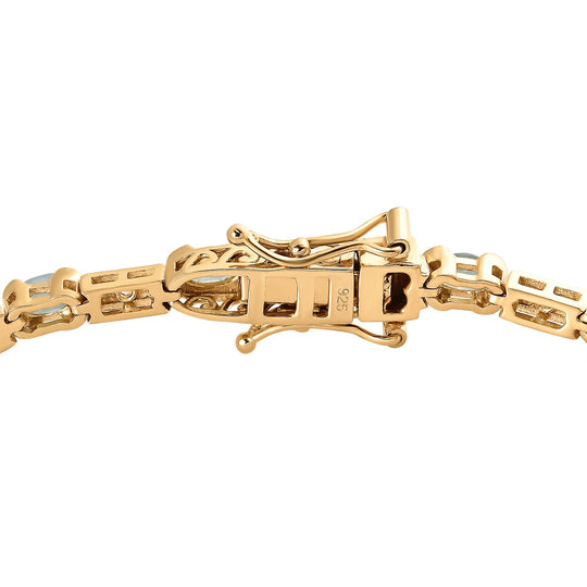 Grandidierit, weißer Zirkon Armband, ca. 19 cm, 925 Silber vergoldet ca. 3.73 ct