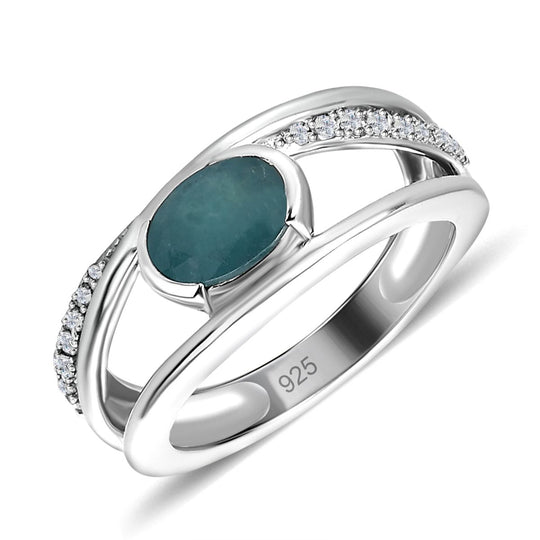 Grandidierit, Weißer Zirkon Ringe 925 Silber platiniert ca. 0.95 ct