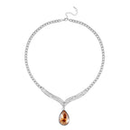 Champagner Kristall, weißer Kristall Halskette ca. 50 cm
