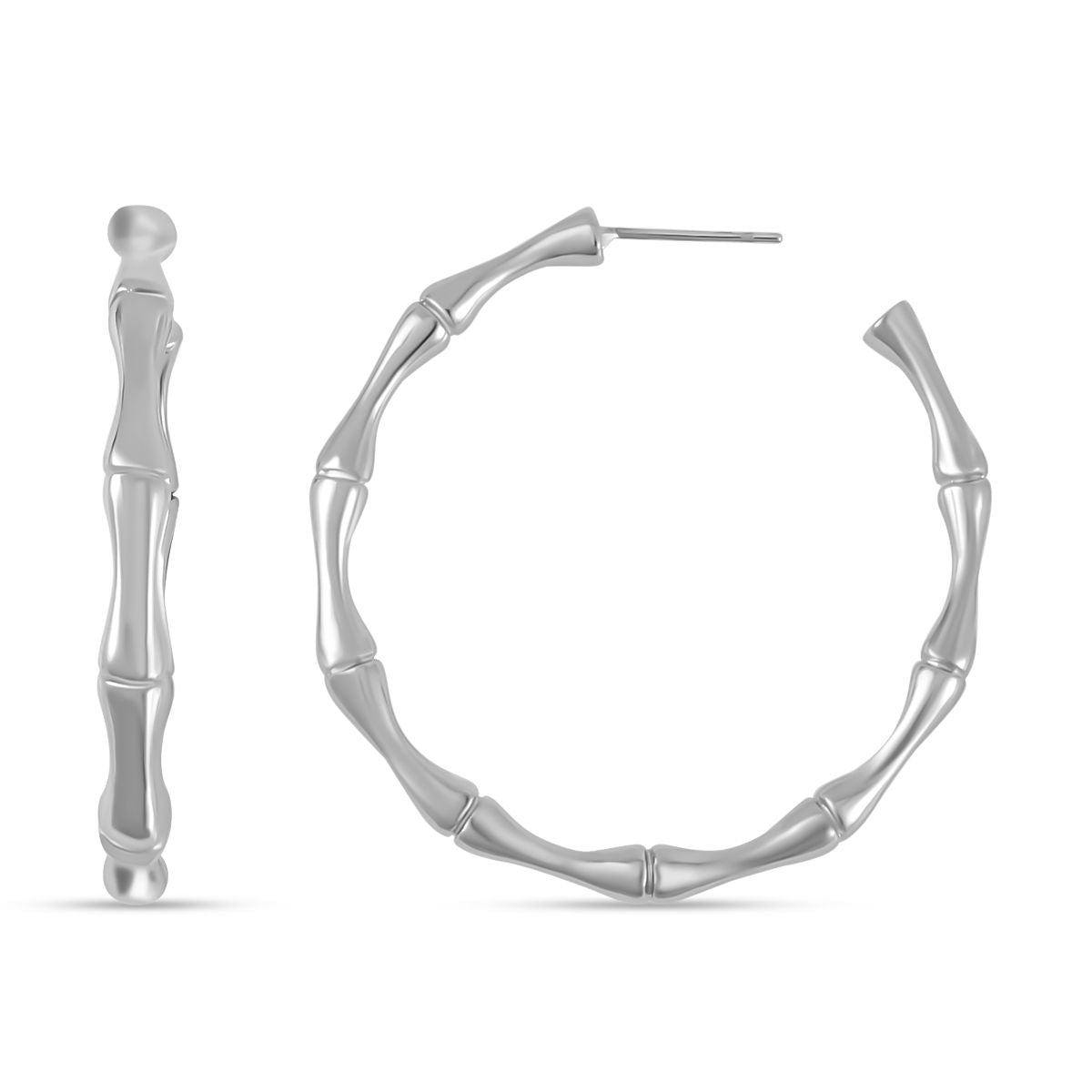 Bambus Design Ohrhänger, ca. 10,00g, silberfarben