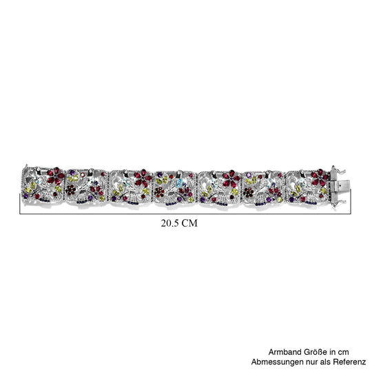 Jardin Kollektion - Himmelblauer Topas, Rhodolith Granat Armband ca. 19 cm 925 Silber platiniert ca. 23.00 ct