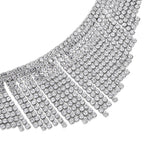 Kristall-Wasserfall-Design Halskette, ca. 40.5 cm, silberfarben