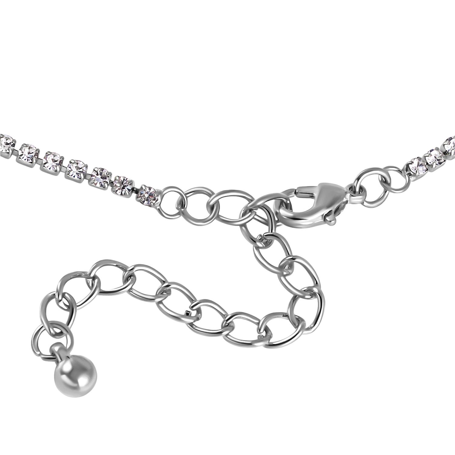 Wasserfall weißes Kristall Collier,, ca. 50 cm, silberfarben