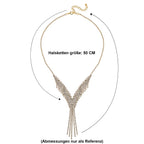 Wasserfall weißes Kristall Collier, ca. 50 cm, goldfarben