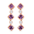 Rose De France Amethyst, weißer Zirkon Ohrringe, 925 Silber rosévergoldet ca. 2.12 ct