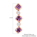 Rose De France Amethyst, weißer Zirkon Ohrringe, 925 Silber rosévergoldet ca. 2.12 ct