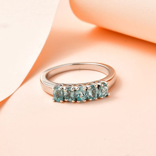Minz Apatit Ring, 925 Silber platiniert ca. 0.95 ct