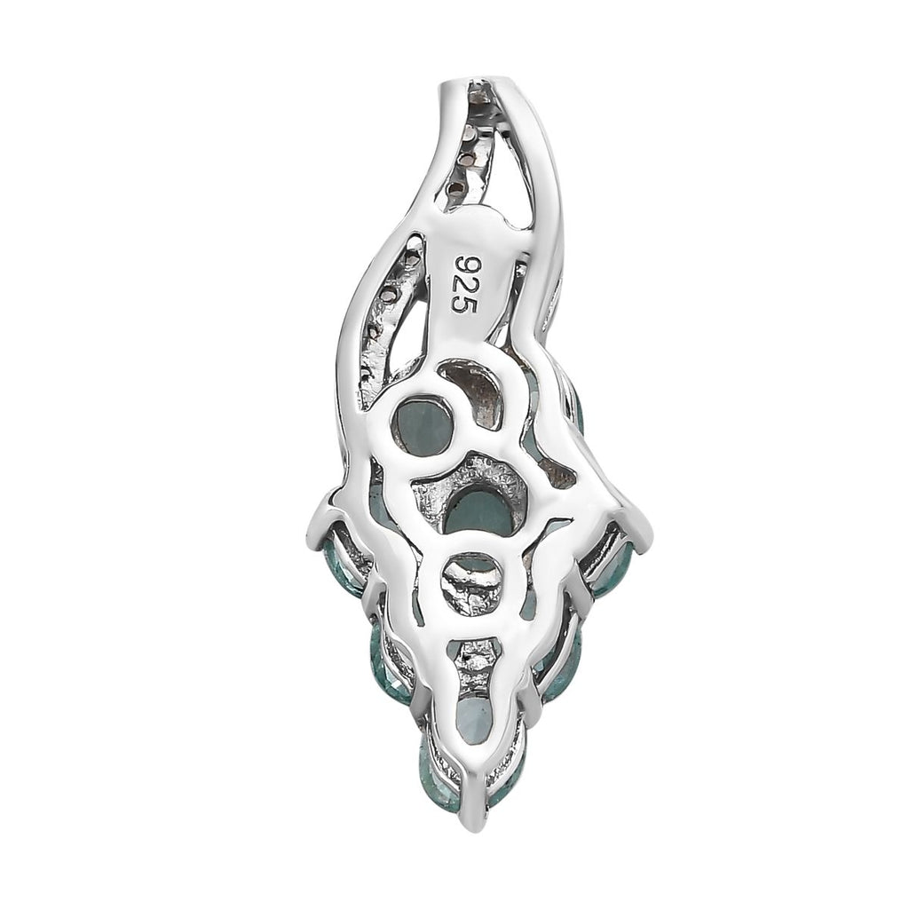 Minz Apatit, weißer Zirkon Anhänger, 925 Silber platiniert ca. 1.93 ct