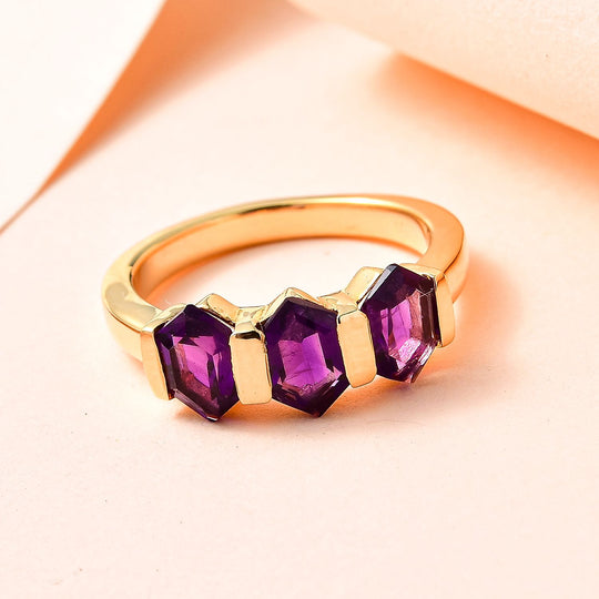 AA Afrikanischer Amethyst Ring, 925 Silber vergoldet ca. 1.85 ct