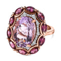 Rose De France Amethyst, Rhodolith Granat Ring 925 Silber rosévergoldet (Größe 16.00) ca. 7.57 ct