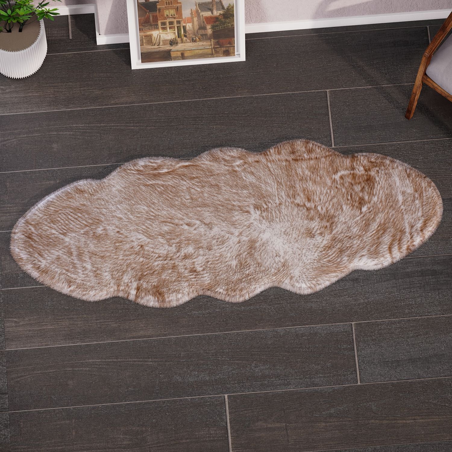Luxury Edition: Wolkenweicher 2200 GSM Kunstfell Läufer 60x180 cm, Weiß Meliert
