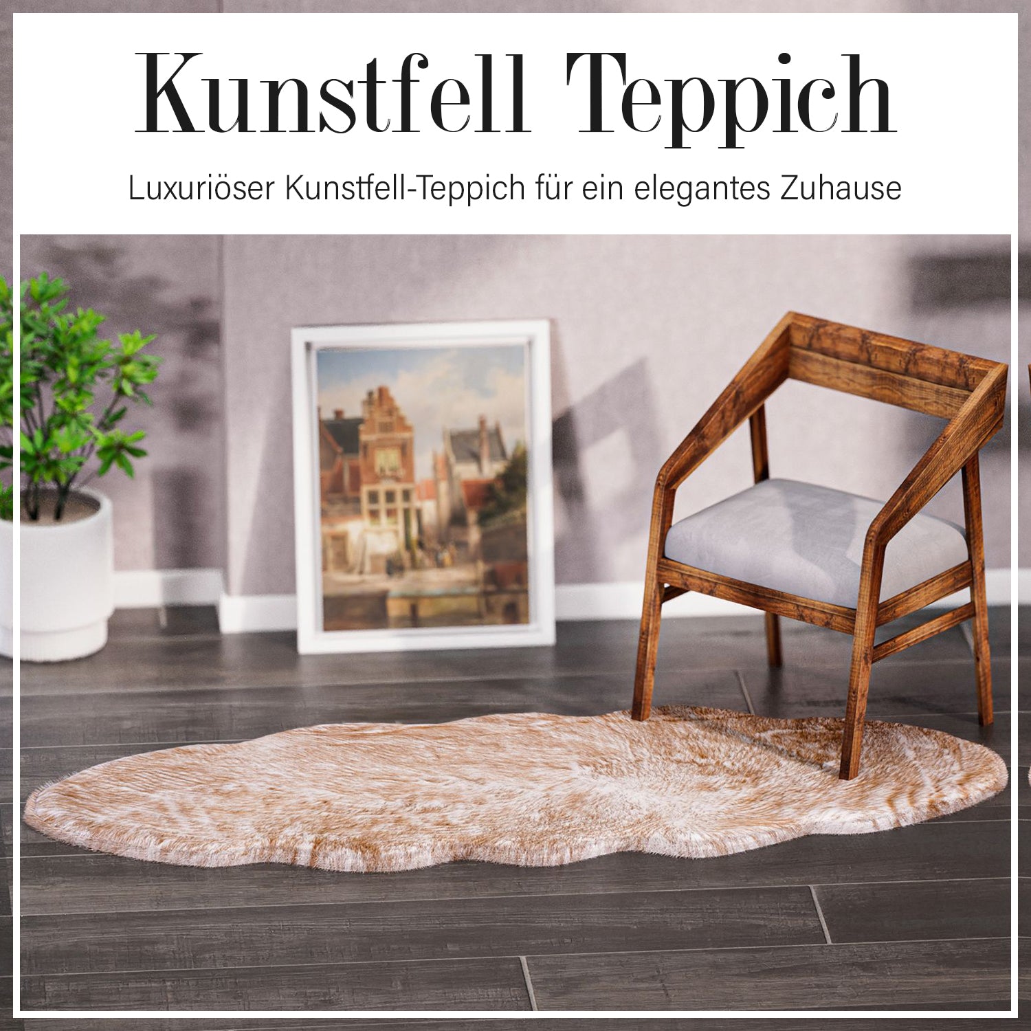 Luxury Edition: Wolkenweicher 2200 GSM Kunstfell Läufer 60x180 cm, Weiß Meliert