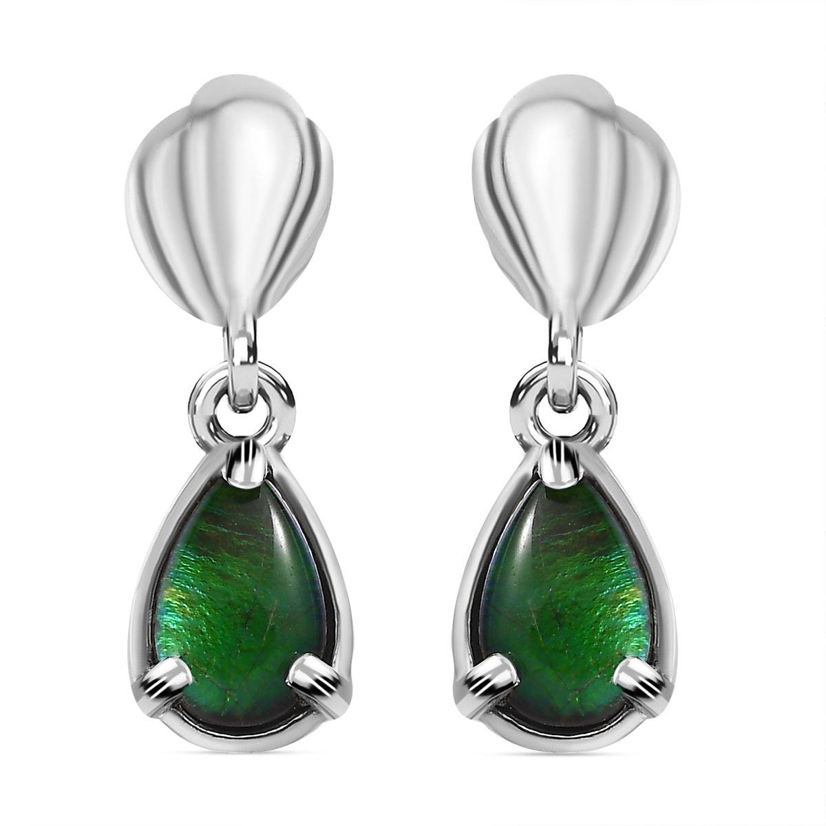 Kanadischer Ammolit Ohrringe 925 Silber platiniert ca. 0.88 ct