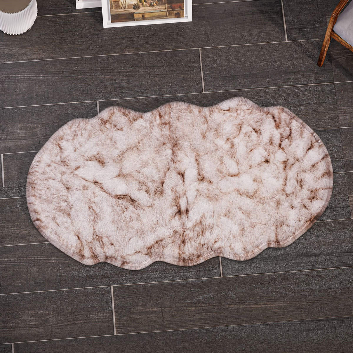 Luxury Edition: Wolkenweicher 2200 GSM Kunstfell Teppich 100x180 cm, weiß meliert