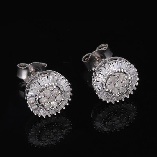 Weißer Diamant Ohrringe, 925 Silber platiniert, ca. 0.50 ct