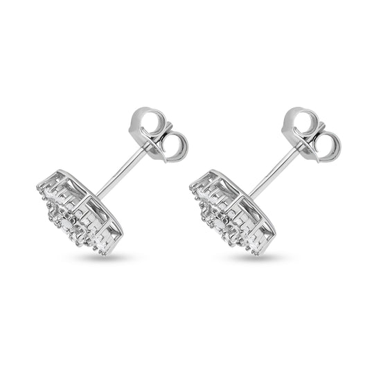 Weißer Diamant Ohrringe, 925 Silber platiniert, ca. 0.50 ct
