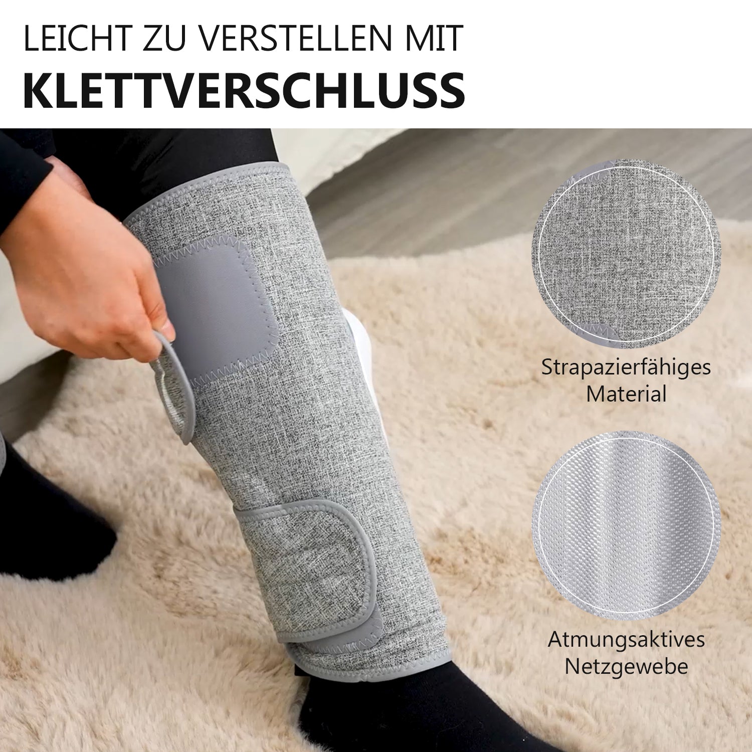 Therapeutischer Bequemer Beinmassierer Deluxe, Wärmetherapie, 3 Stufen Stärkeeinstellung, Baumwolle