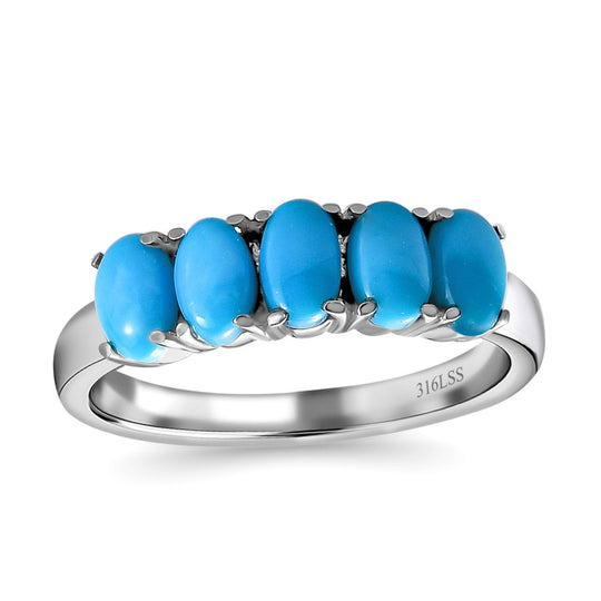 Amerikanischer natürlicher Sleeping Beauty Türkis Ring, Edelstahl ca. 1.15 ct
