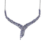 Tansanit Halskette ca. 45 cm 925 Silber platiniert ca. 12.48 ct